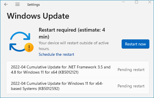 Windows update information