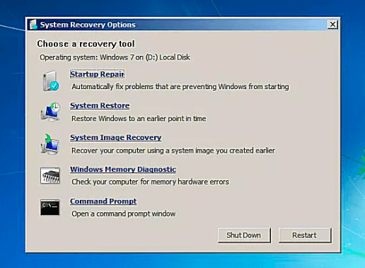 click system image recovery