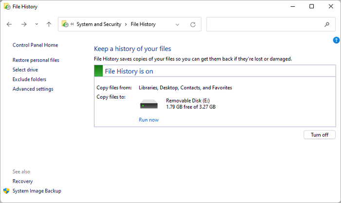 File History running