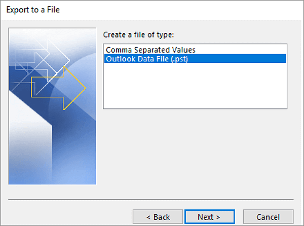 backup Outlook emails with Import/Export Wizard - 2