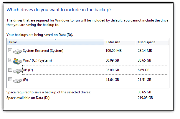 Automatic selection of the drives 