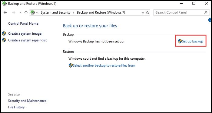 set up windows 7 backup