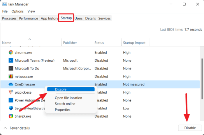 Stop OneDrive backup in Windows task manager step 2