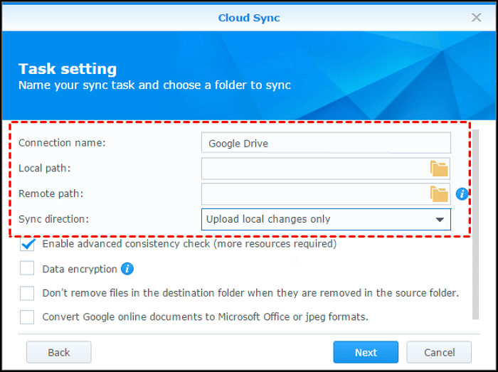 complete backup settings