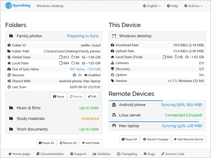 Syncthing backup open source software