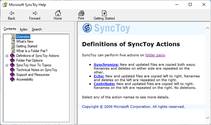 synctoy actions