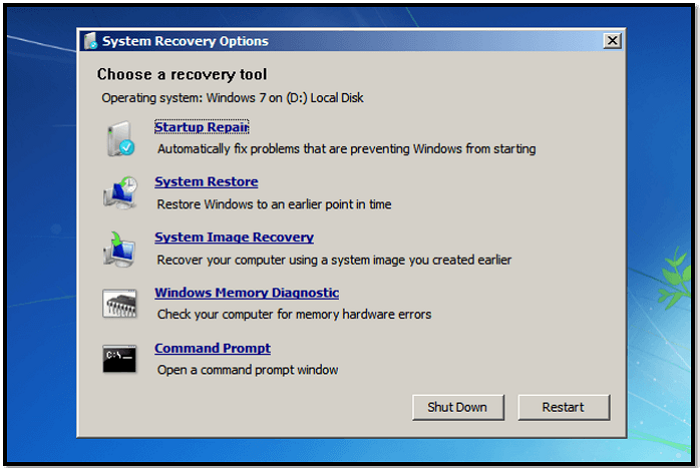 windows 7 build-in repair tool