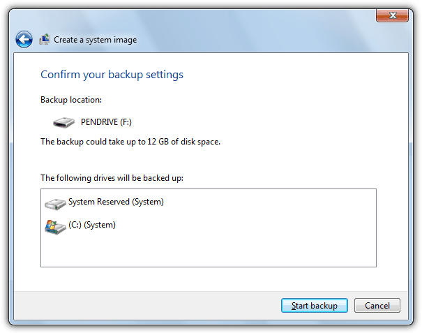 Hit start backup option