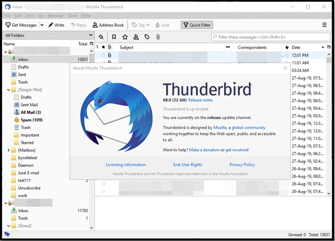 thunderbird email windows