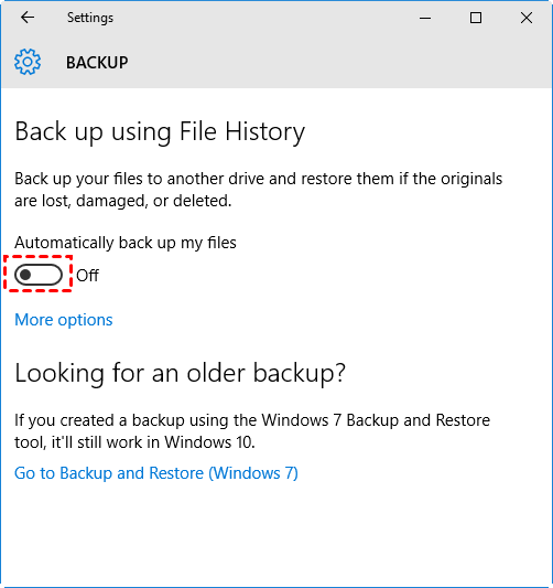 Turn off automatically backup