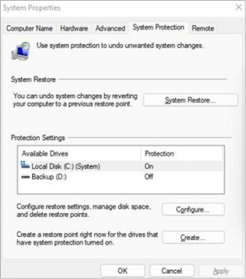 Turn on System Restore in Windows 7