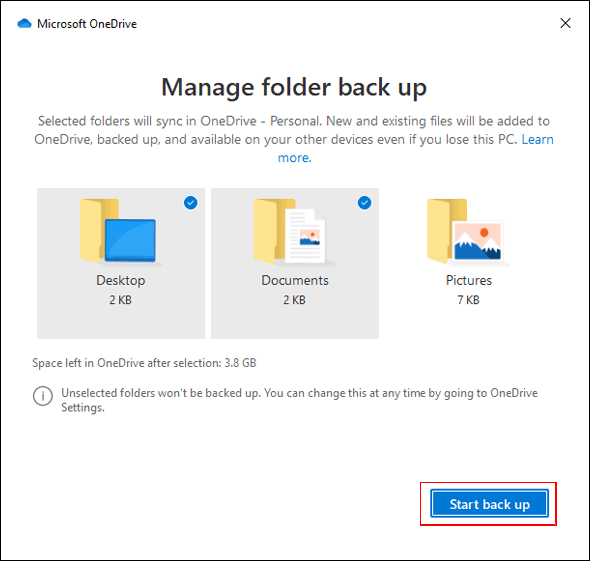 Start backup