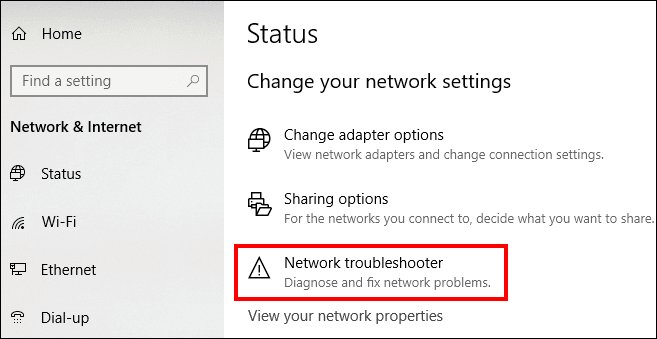 use the network troubleshooter