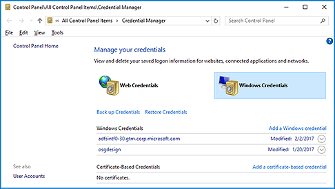 click credential manager
