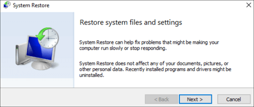 system restore