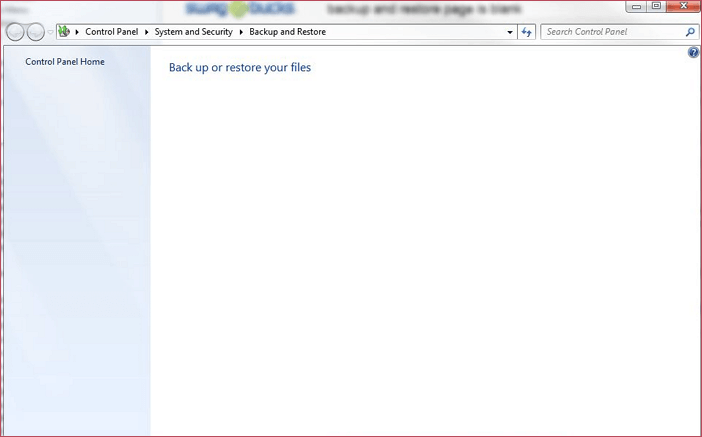 Windows 7 Backup and Restore Blank
