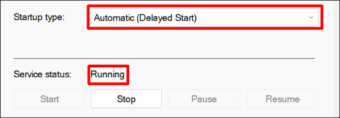 Startup type Automatic (Delayed Start)