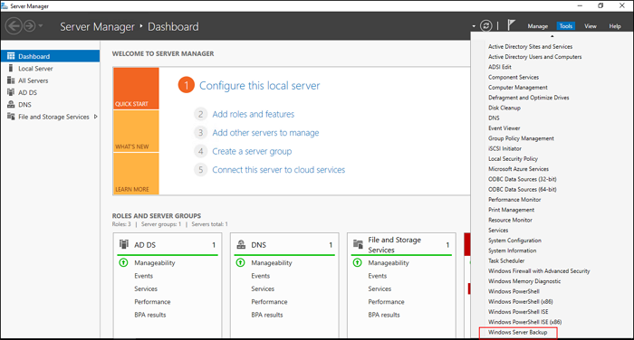 windows server backup tool