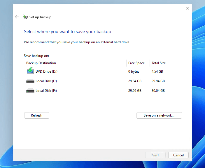 back up Windows 11 files with Backup and Restore - 3