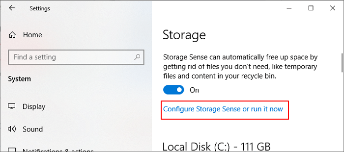 Configure storage sense