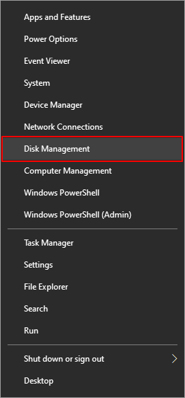 locate disk management option