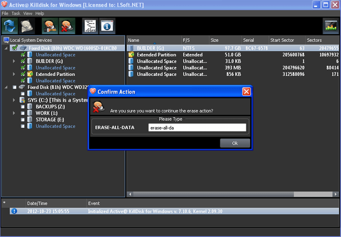 erase disk with KillDisk