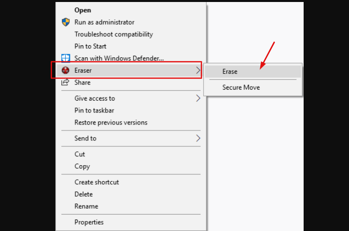 Right Click and Select Erase Option