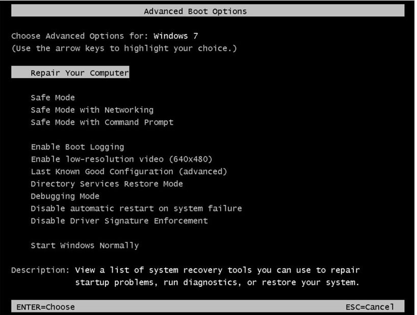Boot Windows 7 from installation cd