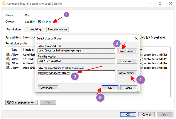 Change access permission