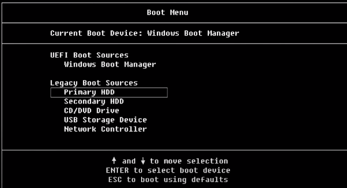 Boot PC into boot menu