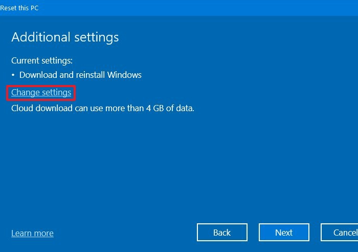 Confirm to change settings while resetting pcs