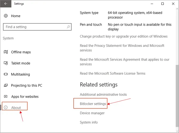 Go to turn off bitlocker settings