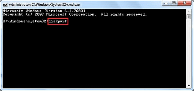 type diskpart to format usb flash drive using cmd