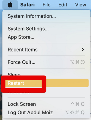 Restart MacBook