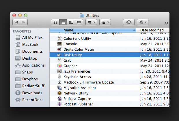 click disk utility