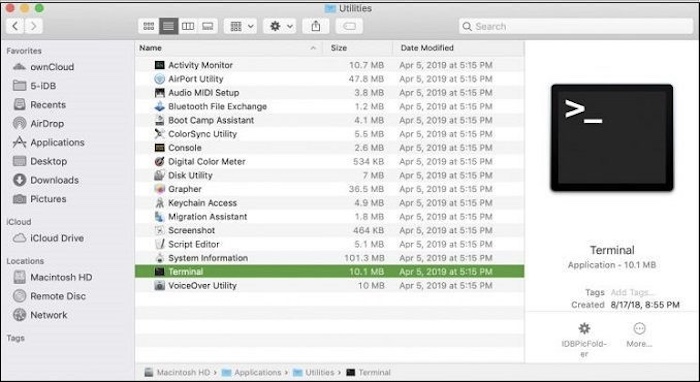 Double-click on the Terminal