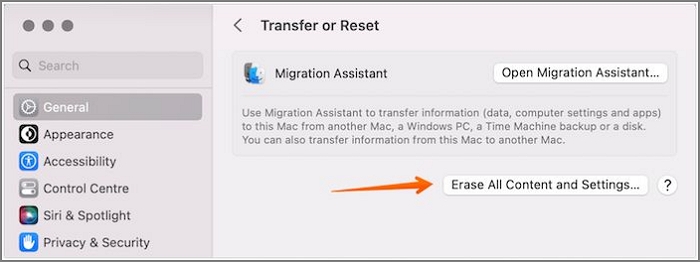 Erase All Content and Settings