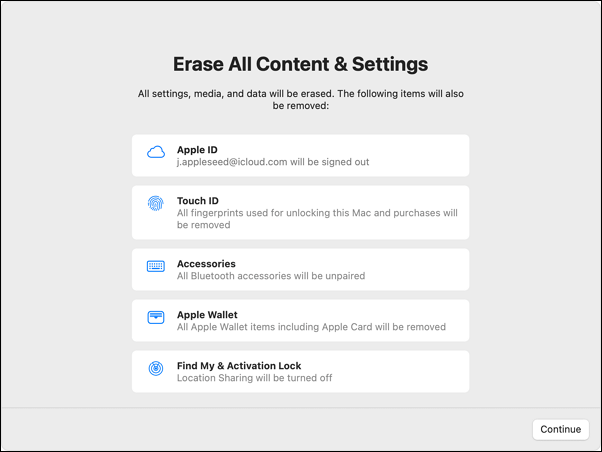 Erase All Content and Settings