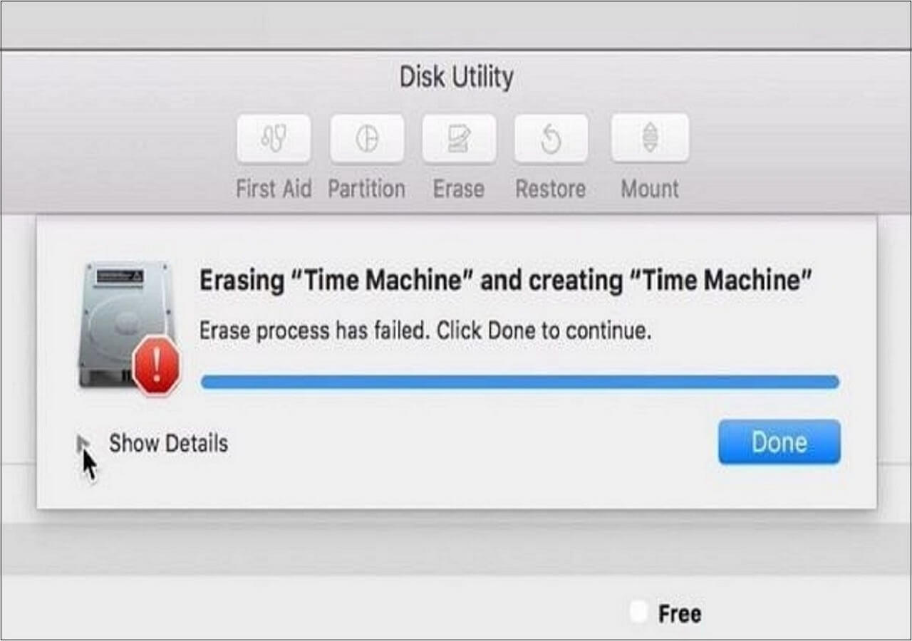 erase process has failed Mac