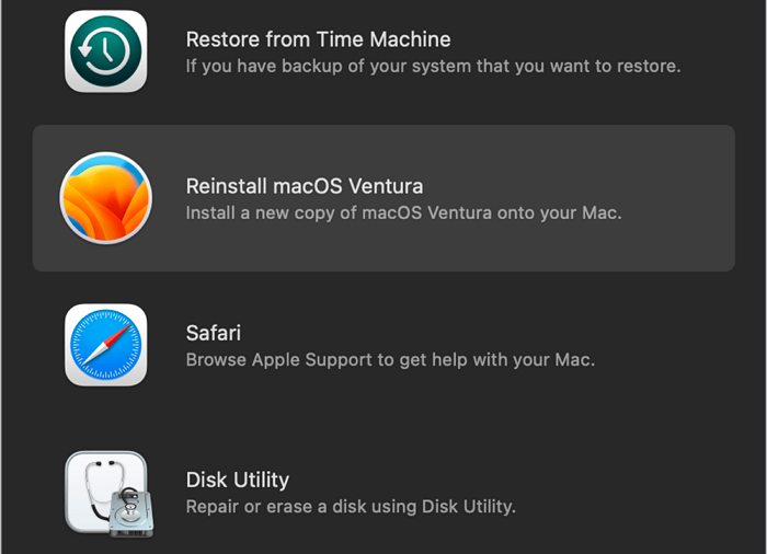 reinstall macOS Ventura