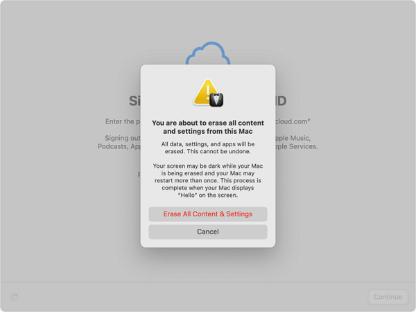 macOS Erase All Content and Settings from this Mac