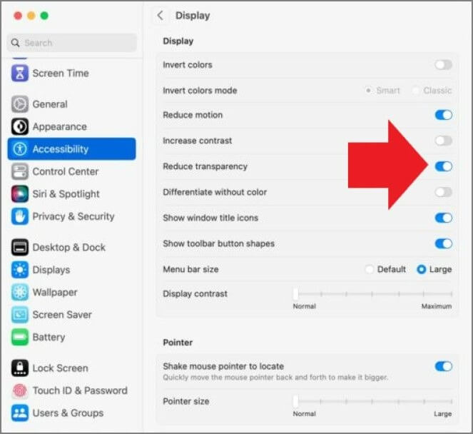 reduce transparency on your Mac