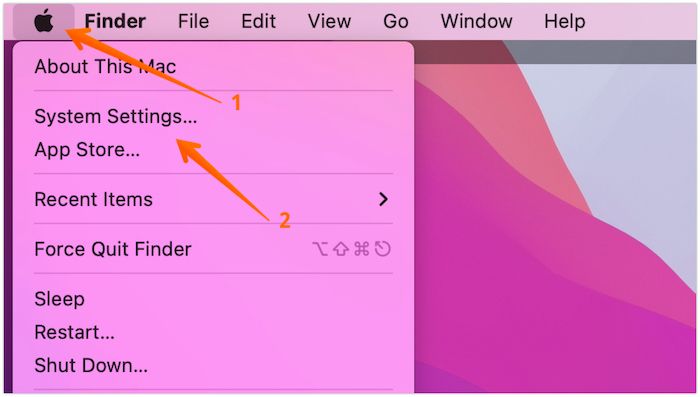 Open Settings in Mac