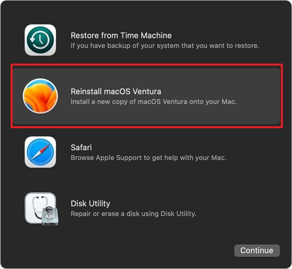 reinstall macOS Ventura