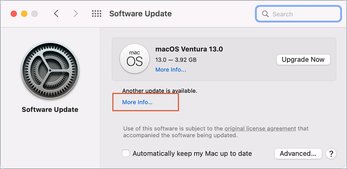 click on more information to update other applications