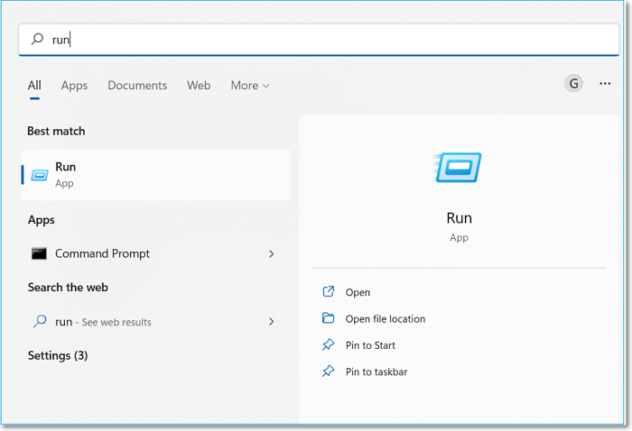 type run and open the app
