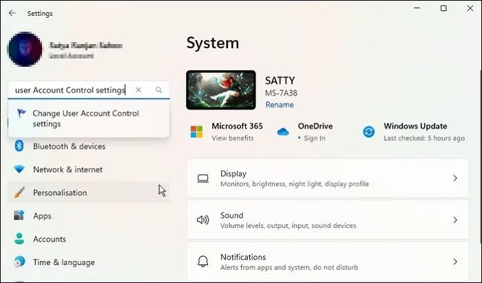 Open User Account Control Settings