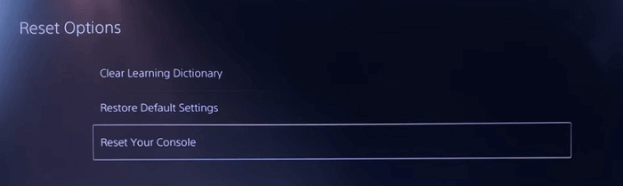 Reset PlayStation 5