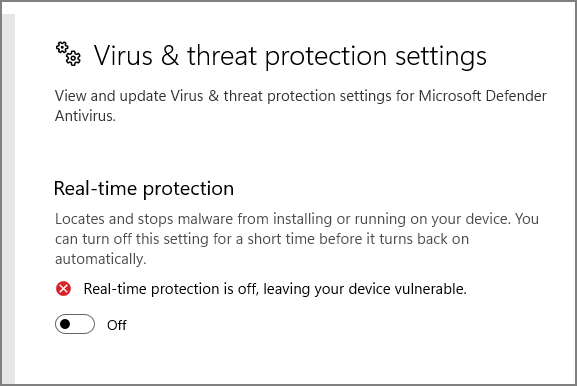 turn off the Real-time Protection