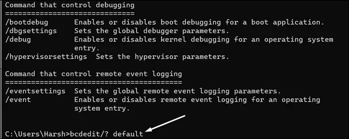 BCD Default Options